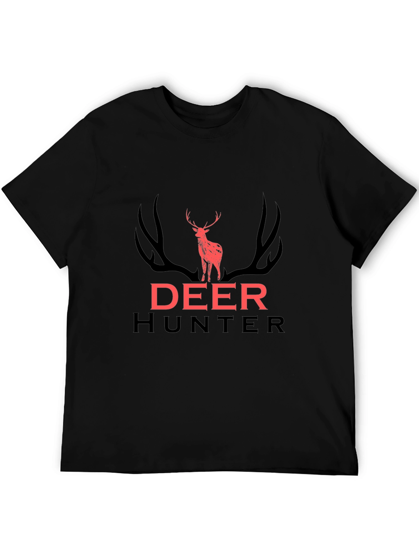 Deer Hunter Graphic Tee - Black Cotton T-Shirt