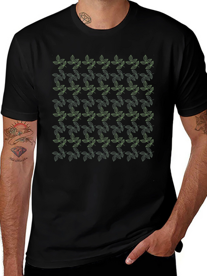Leaf Pattern Black T-Shirt