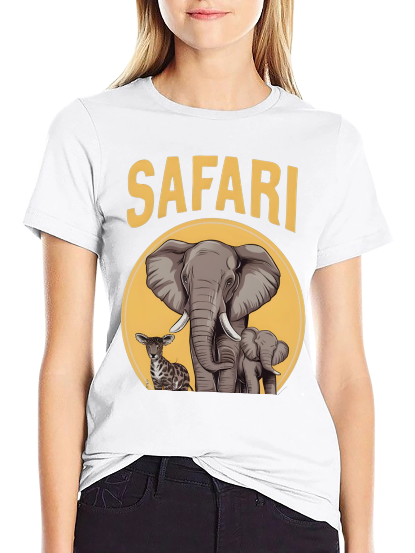 Safari T-Shirt with Elephants and Antelope