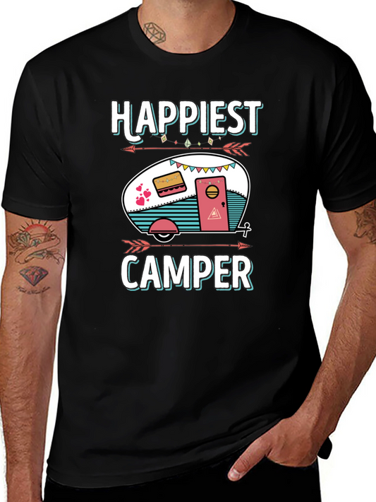 Happiest Camper Graphic T-Shirt - Camping Lover Tee