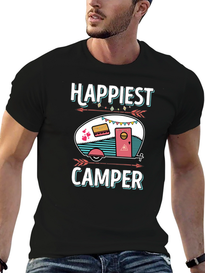 Happiest Camper Graphic T-Shirt - Camping Lover Tee