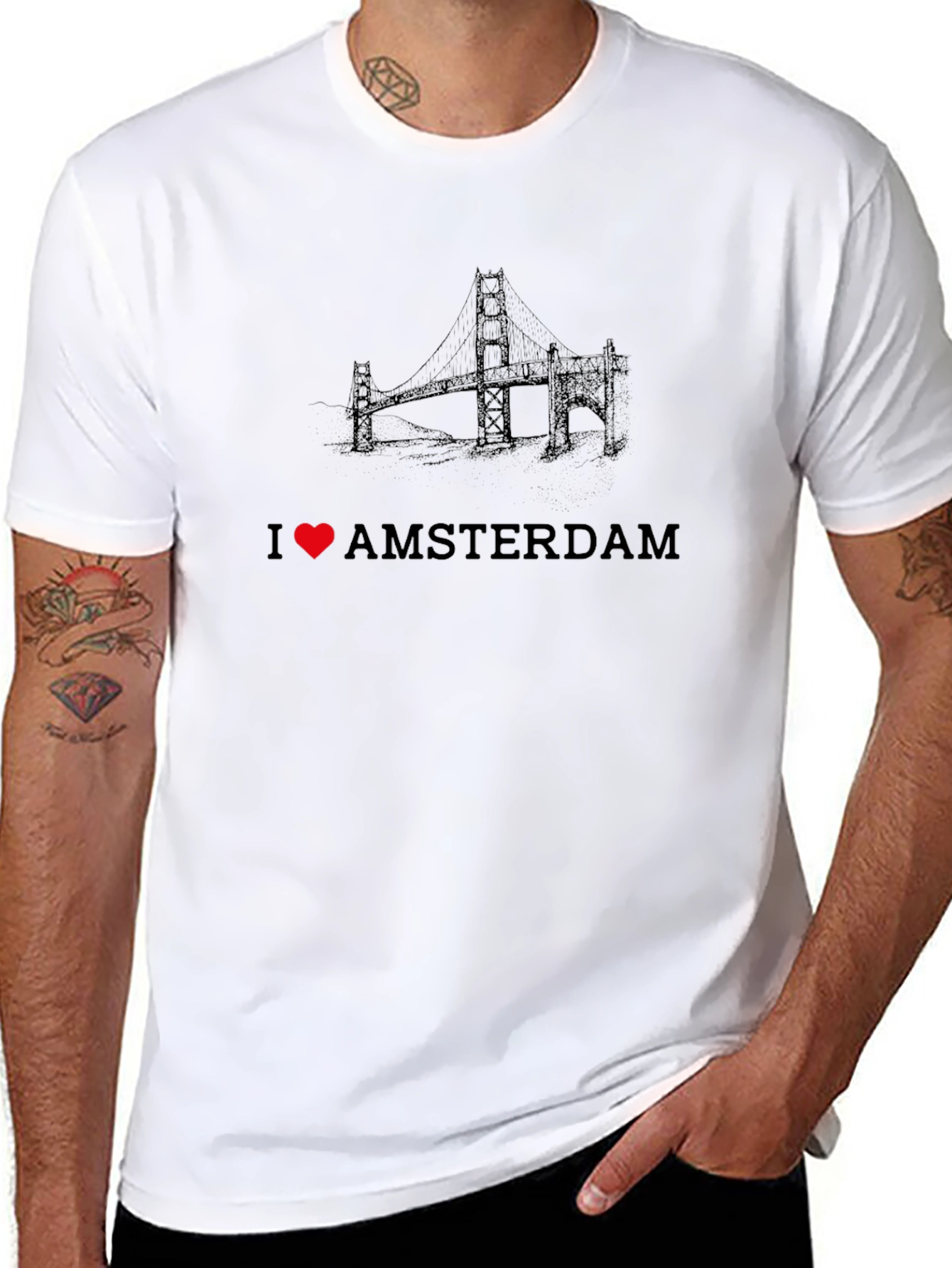 I Love Amsterdam Black Graphic Tee