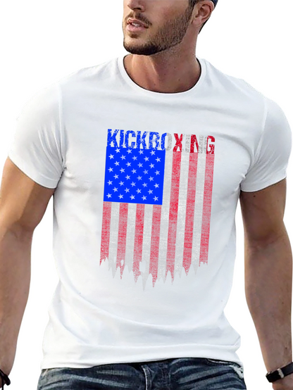 Kickboxing American Flag Patriotic T-Shirt