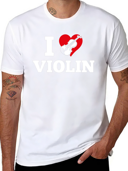 I Heart Violin Black T-Shirt - Music Lover Tee