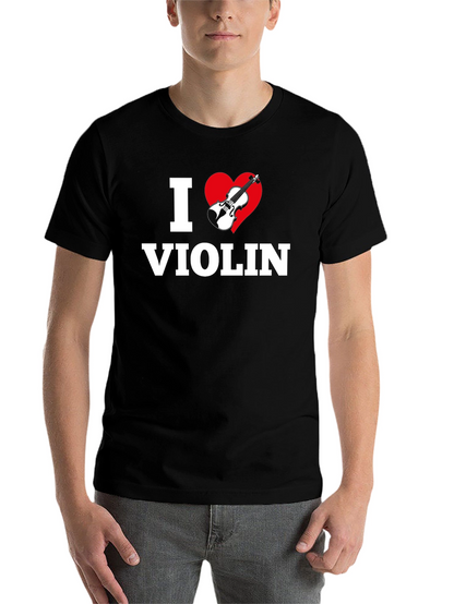 I Heart Violin Black T-Shirt - Music Lover Tee