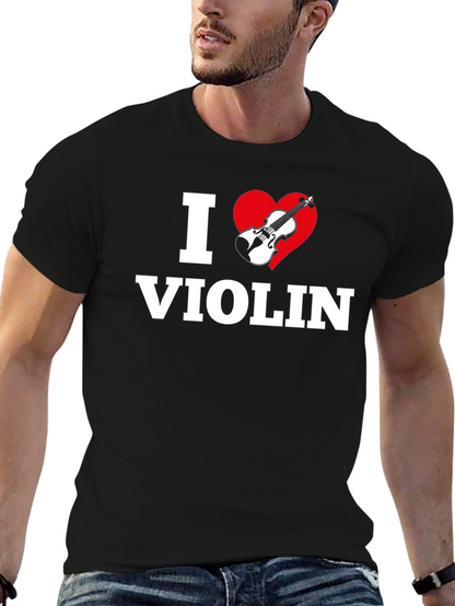 I Heart Violin Black T-Shirt - Music Lover Tee
