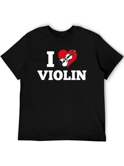 I Heart Violin Black T-Shirt - Music Lover Tee