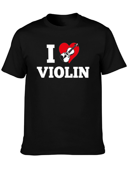 I Heart Violin Black T-Shirt - Music Lover Tee