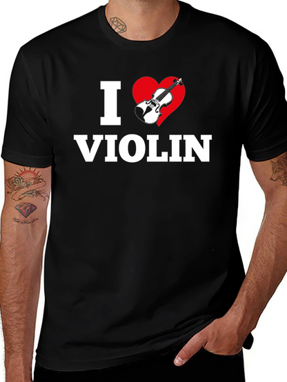 I Heart Violin Black T-Shirt - Music Lover Tee