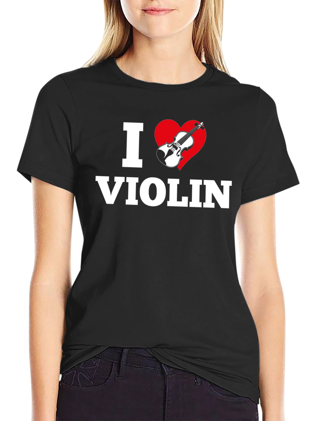 I Heart Violin Black T-Shirt - Music Lover Tee