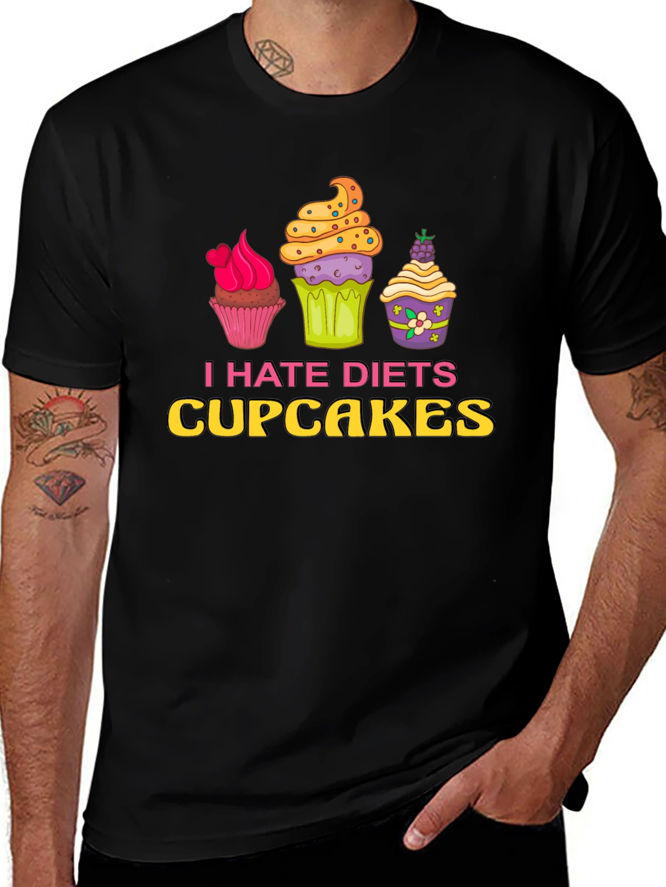 I Hate Diets Cupcakes Funny Graphic T-Shirt