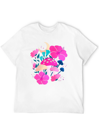 Floral Mushroom Graphic Tee - Trendy Black T-Shirt
