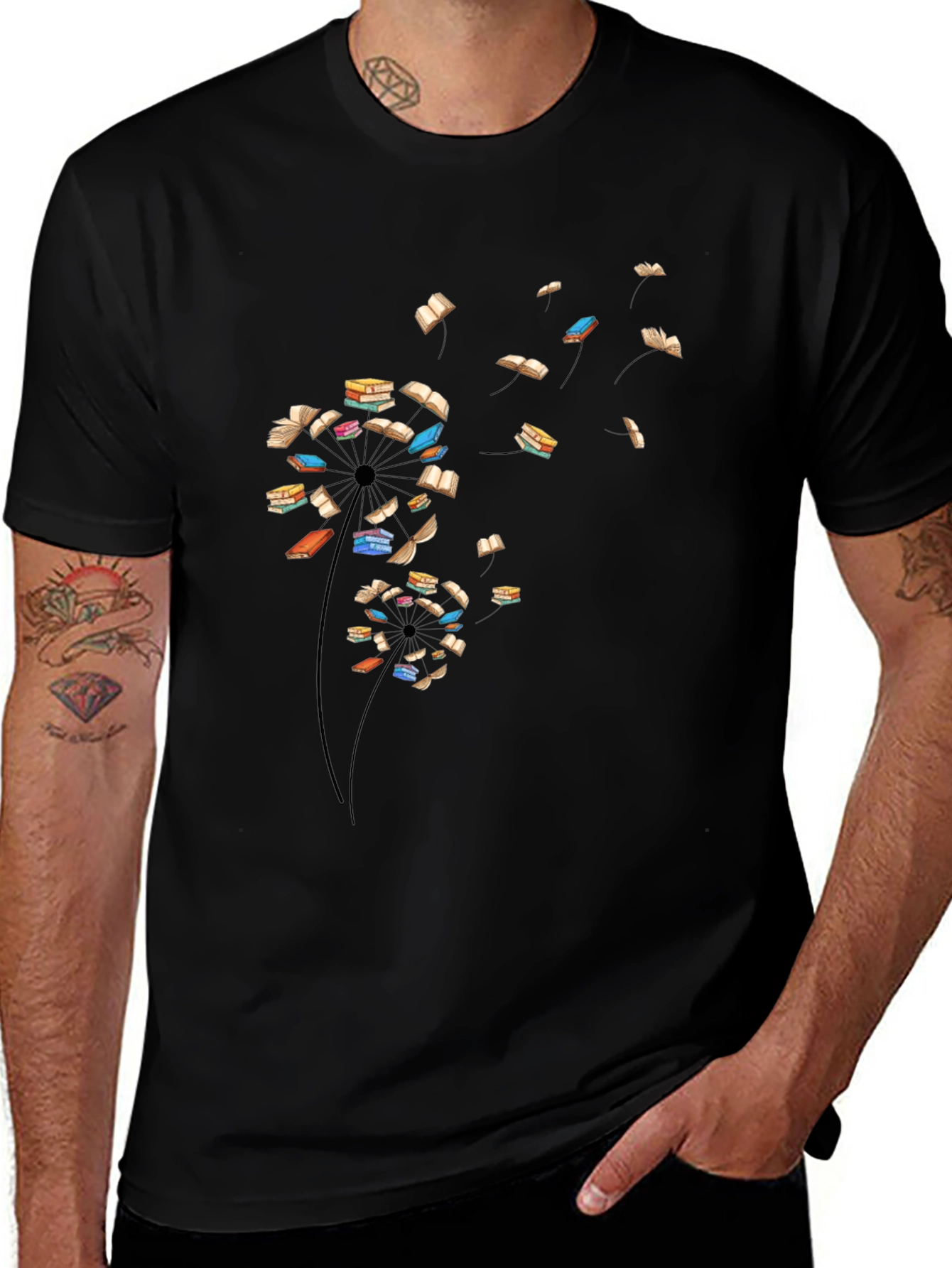 Book Dandelion T-Shirt - Literary Black Tee