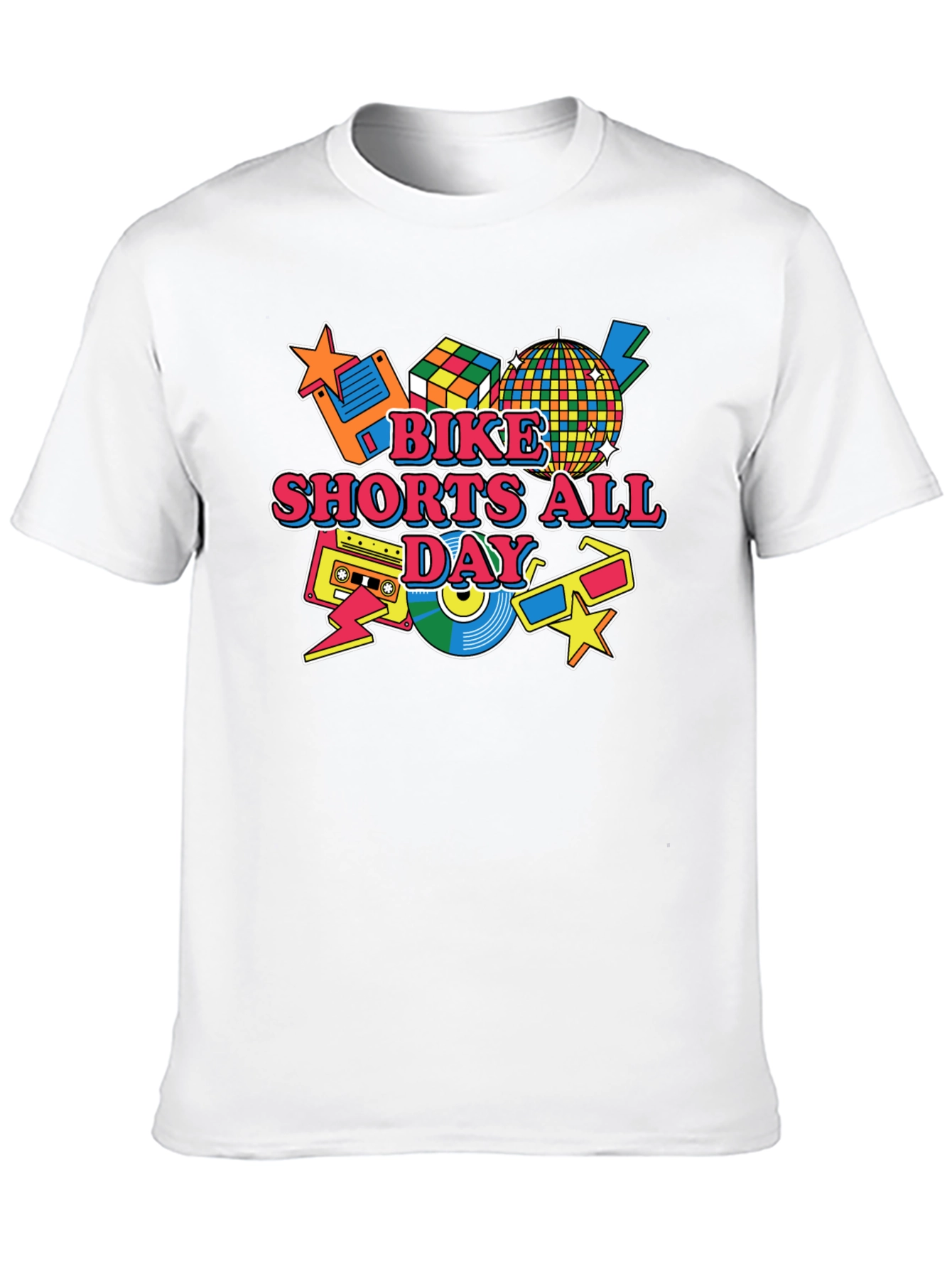 Bike Shorts All Day Retro 80s T-Shirt