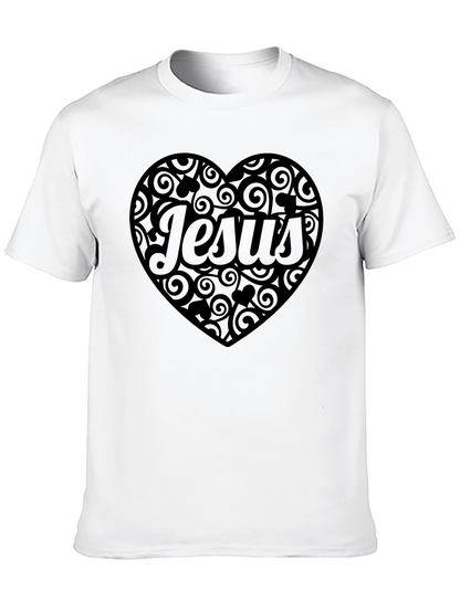 Jesus Heart Swirl T-Shirt - Mens Black Tee