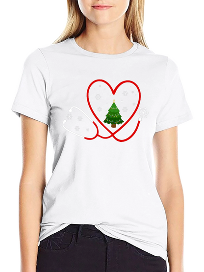 Christmas Tree Stethoscope Heart T-Shirt