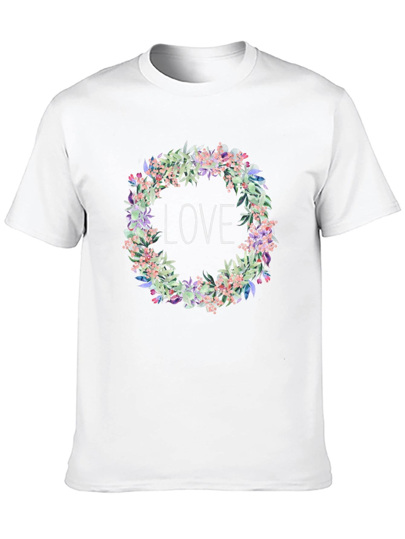 Floral Love Wreath Black T-Shirt