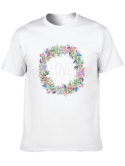 Floral Love Wreath Black T-Shirt