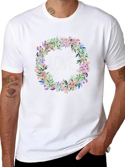 Floral Love Wreath Black T-Shirt