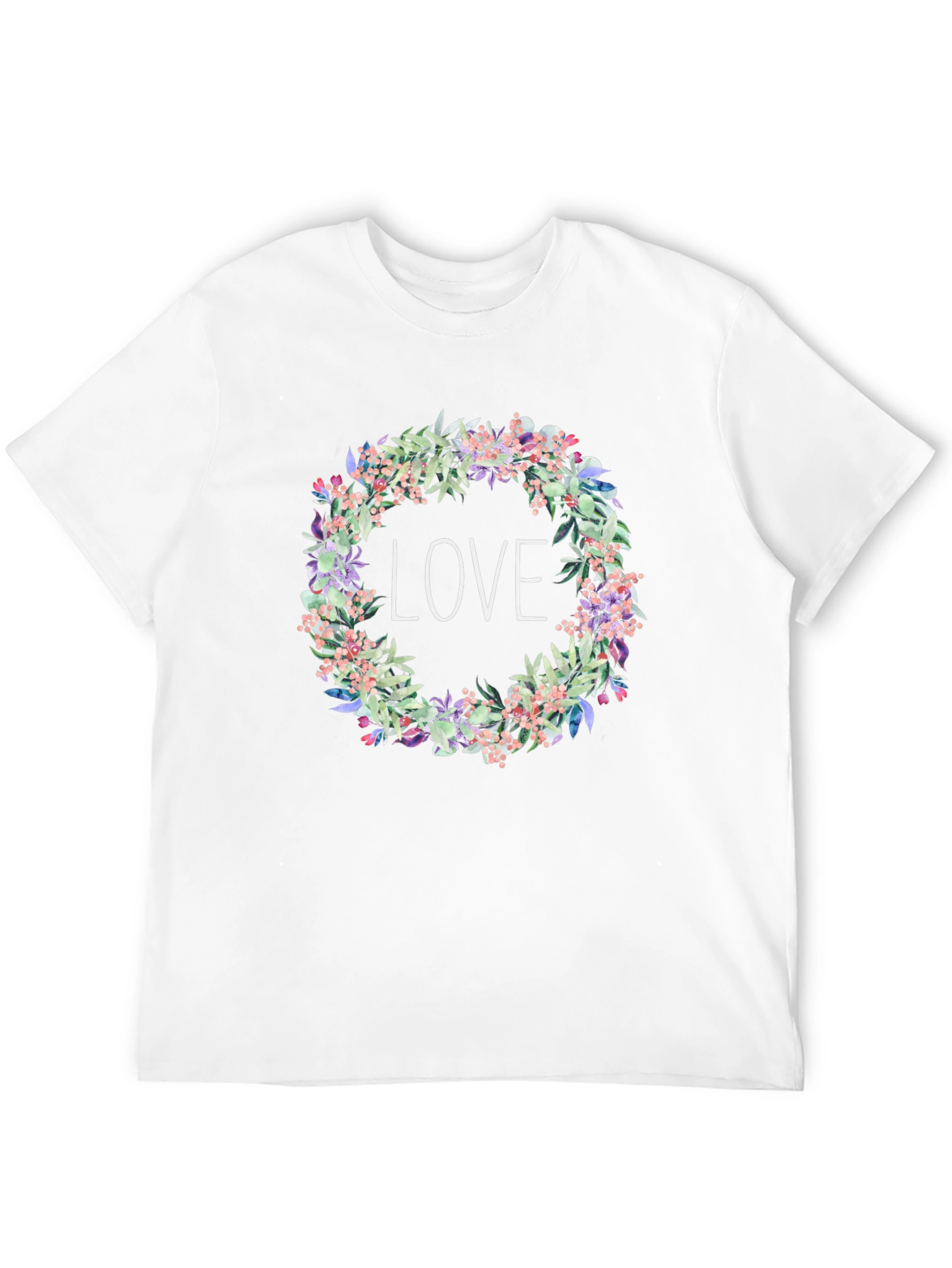 Floral Love Wreath Black T-Shirt