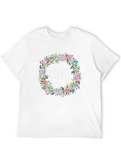 Floral Love Wreath Black T-Shirt