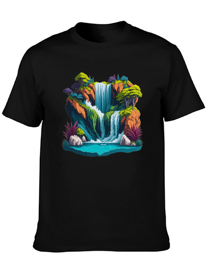 Waterfall Graphic Tee - Nature Scene Shirt