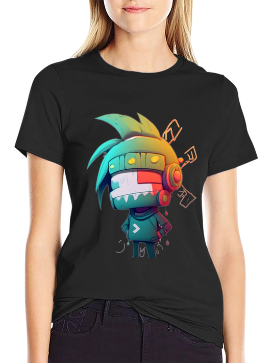 Cool Cartoon Graphic Tee - Black