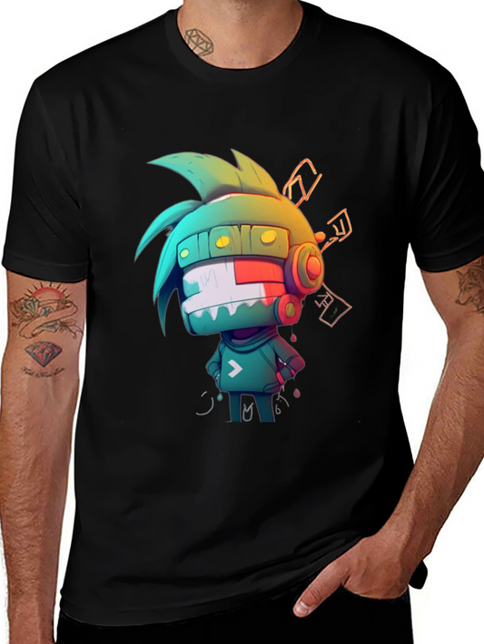 Cool Cartoon Graphic Tee - Black