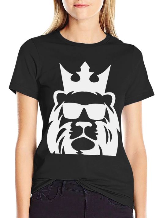 Cool Lion King Graphic Tee - Black
