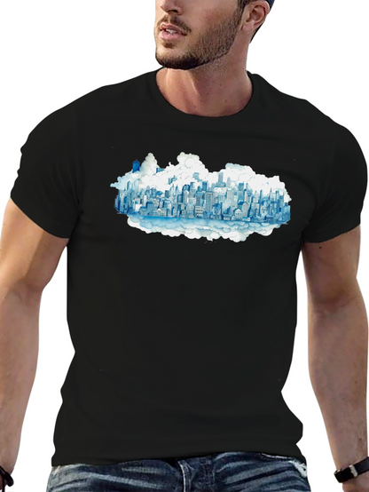 Cityscape Cloud Tee - Urban Dreamscape T-Shirt