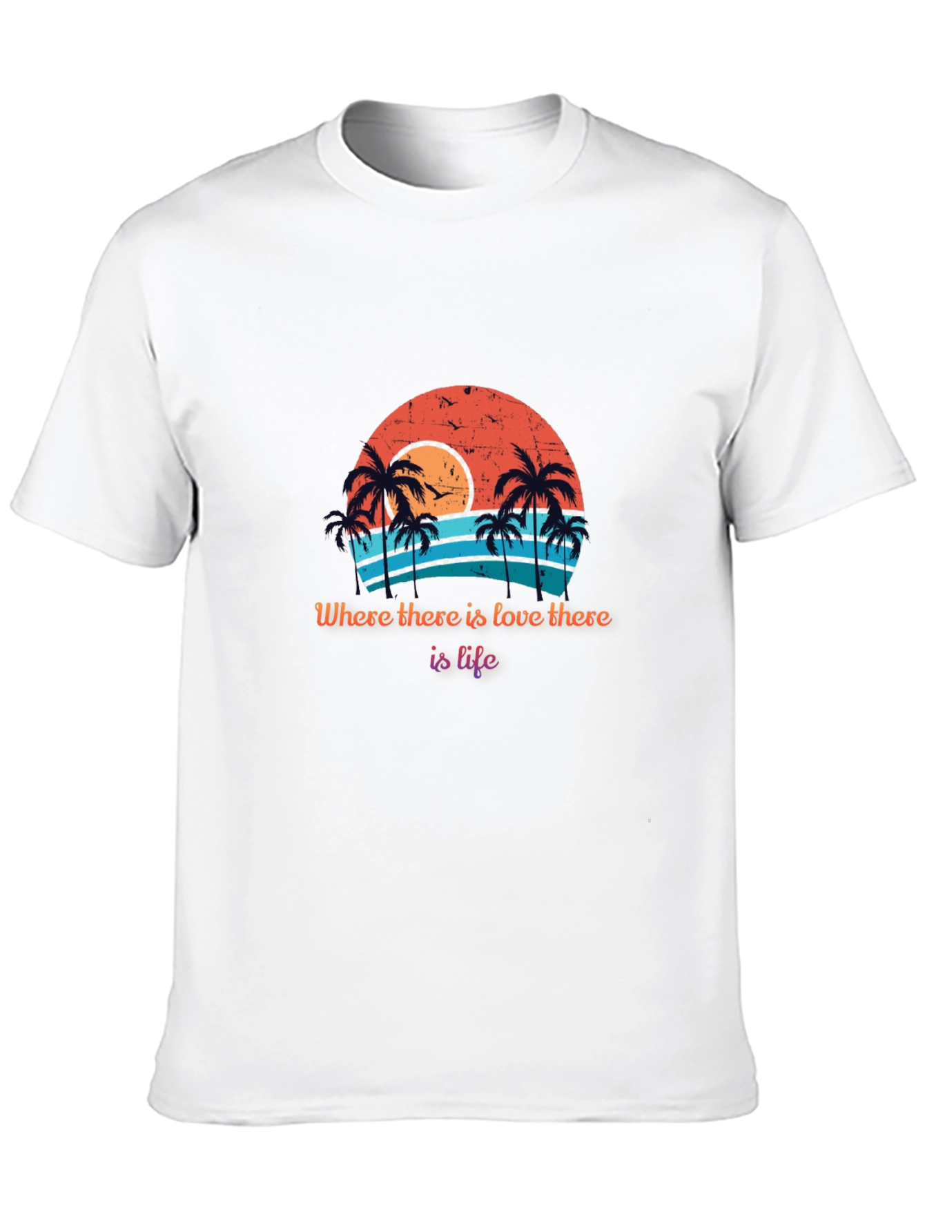 Retro Sunset Palm Tree T-Shirt - Love is Life