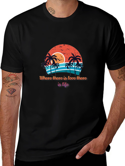 Retro Sunset Palm Tree T-Shirt - Love is Life