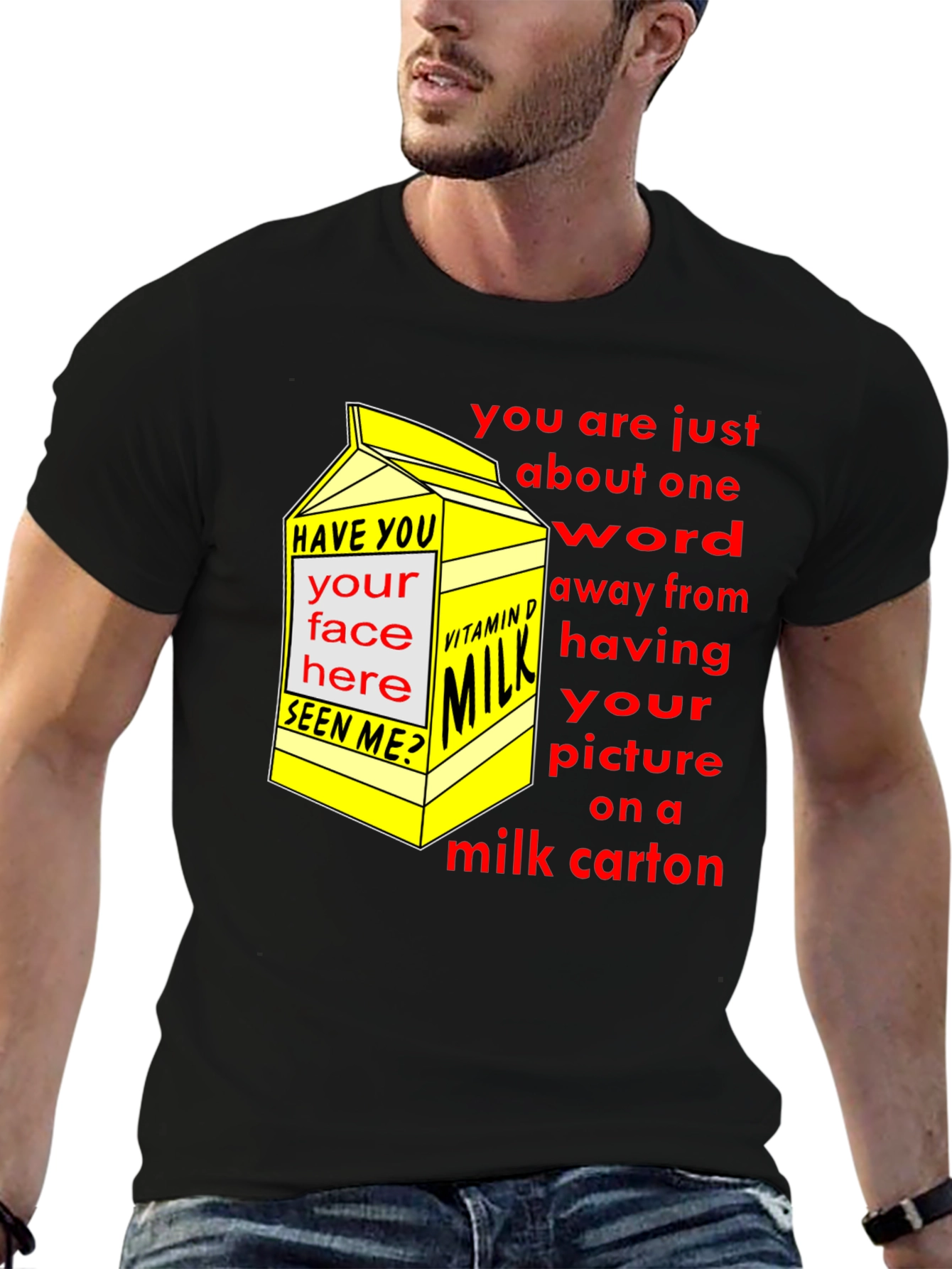 Funny Milk Carton T-Shirt - Missing Person Joke