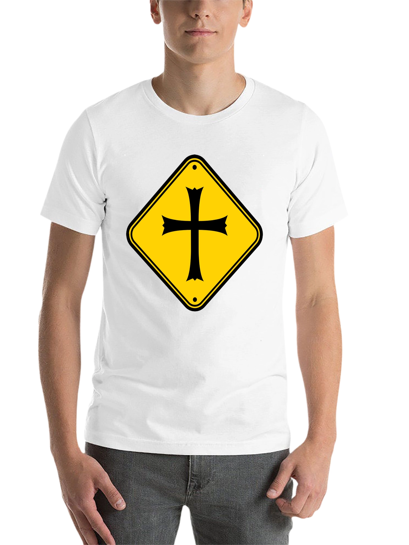 Crossroad Sign T-Shirt - Black Cotton Tee