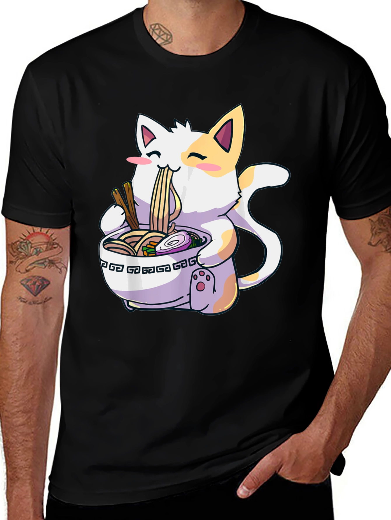 Ramen Cat Graphic T-Shirt - Kawaii Style