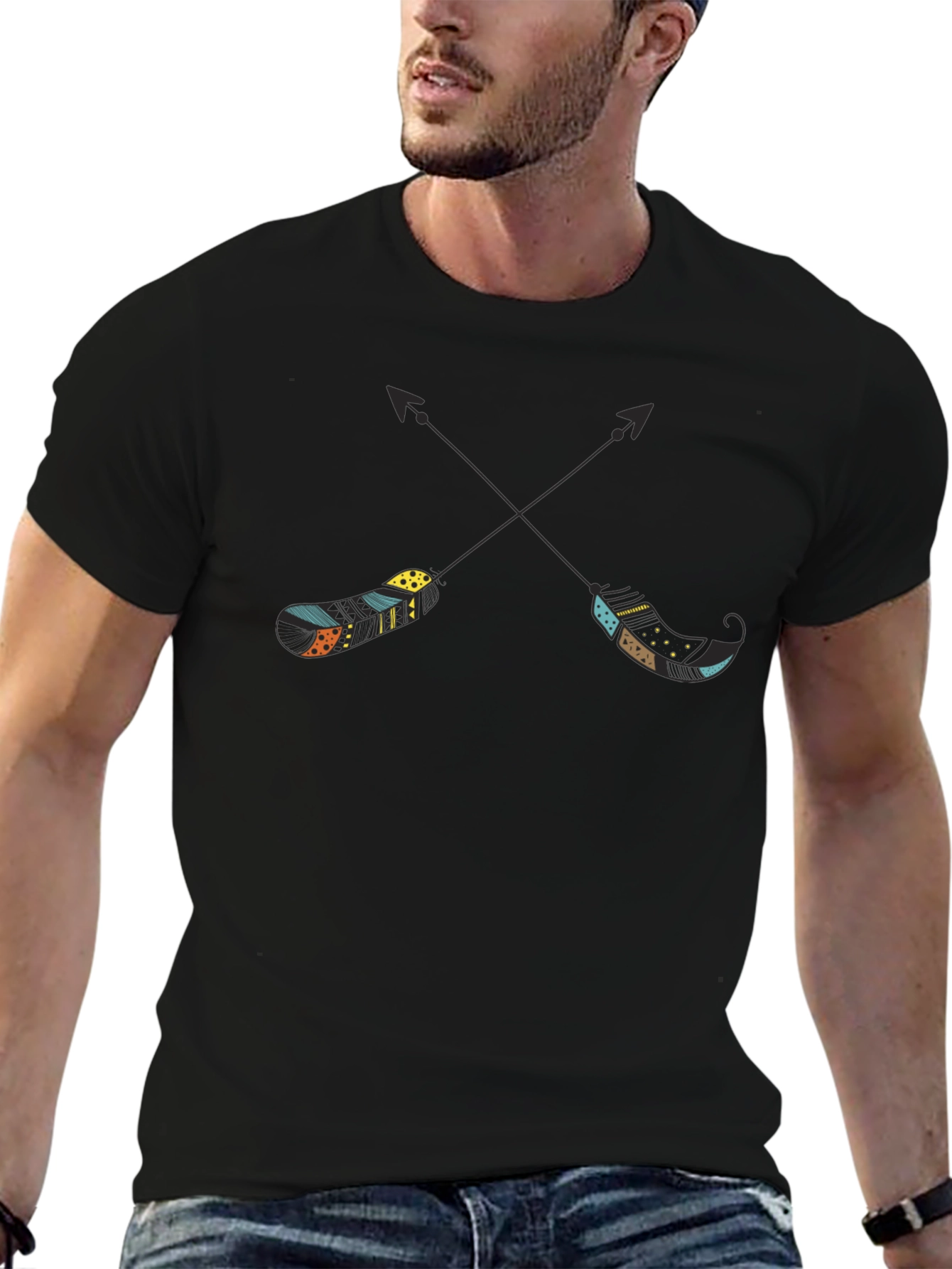 Tribal Arrow Tee - Casual Black T-Shirt