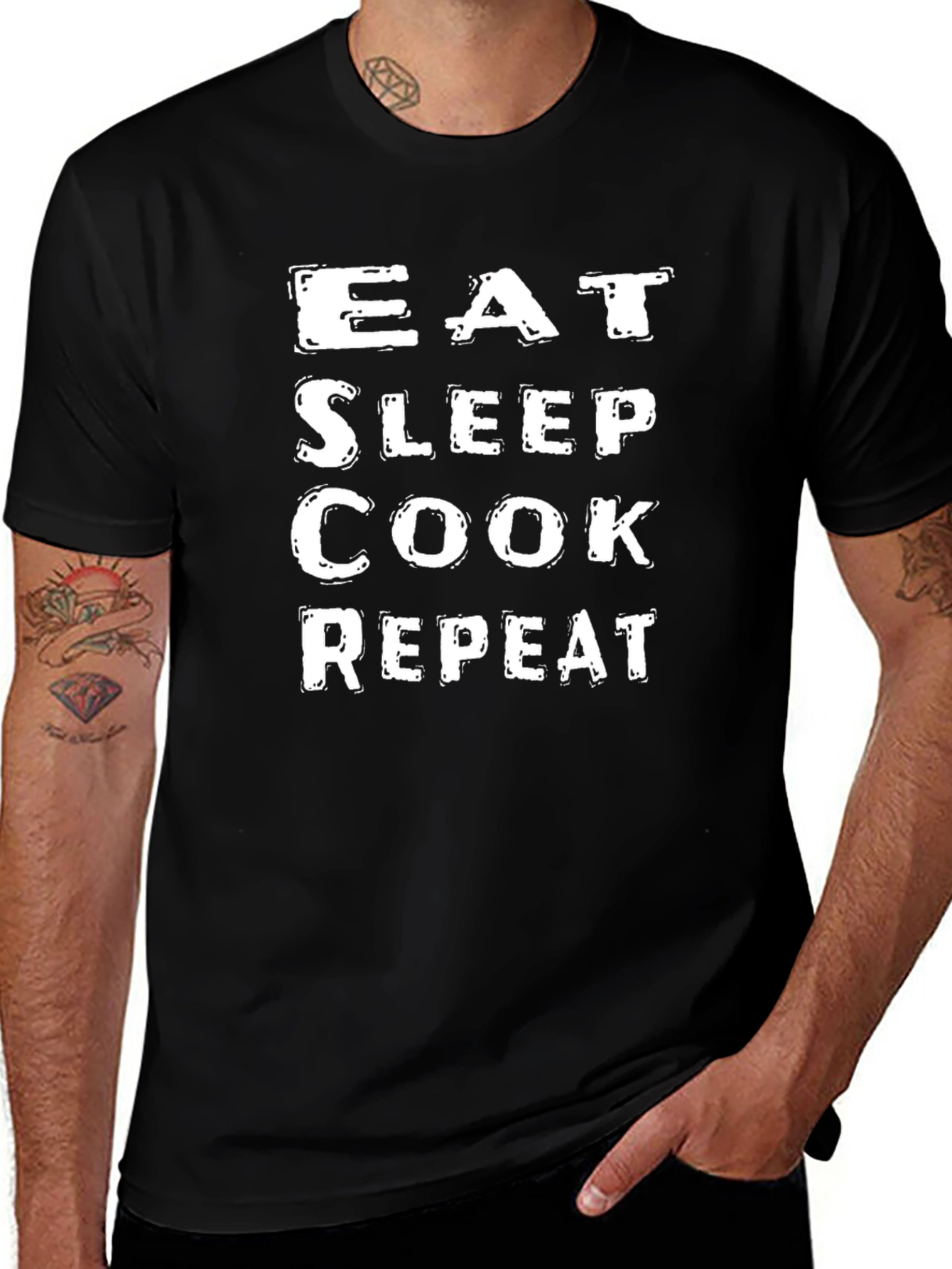 Eat Sleep Cook Repeat Black T-Shirt