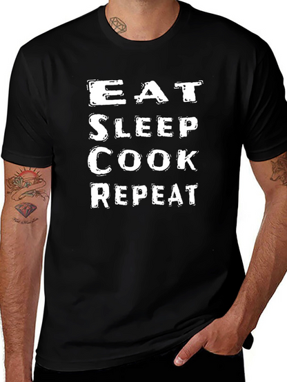 Eat Sleep Cook Repeat Black T-Shirt