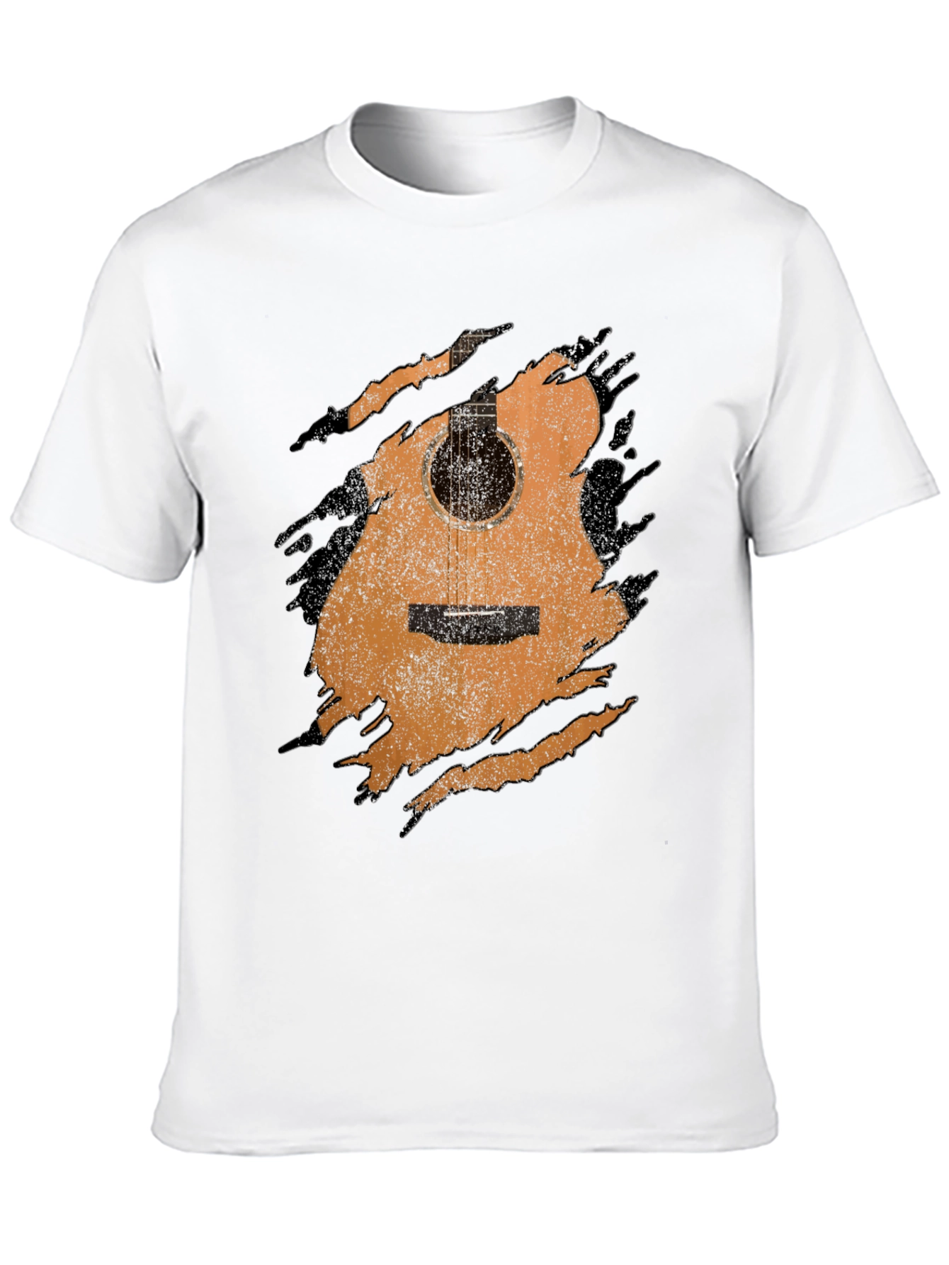 Guitar Graphic Tee - Distressed Acoustic Design Musician Shirt