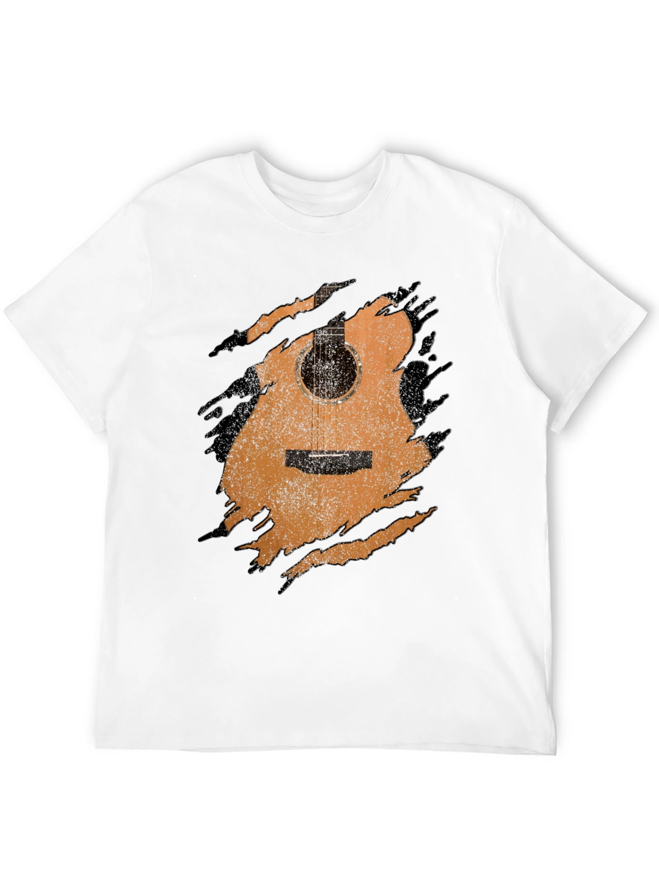 Guitar Graphic Tee - Distressed Acoustic Design Musician Shirt