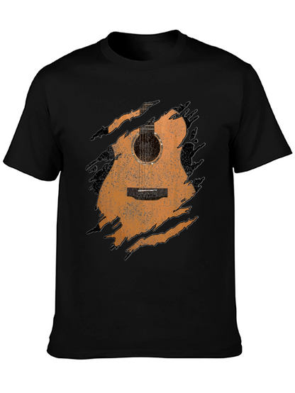 Guitar Graphic Tee - Distressed Acoustic Design Musician Shirt