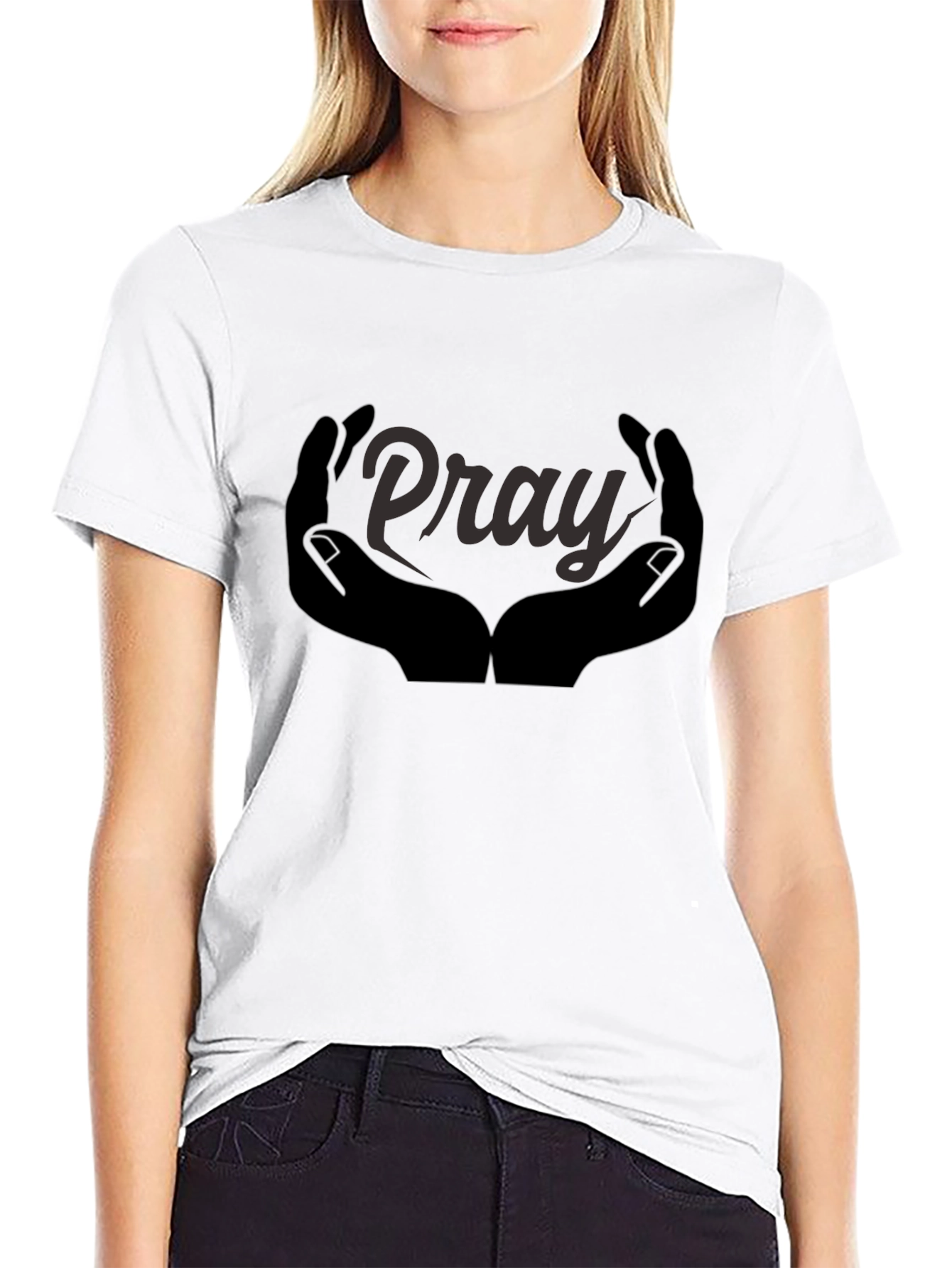 Pray Hands Graphic Tee - Black Cotton Comfort