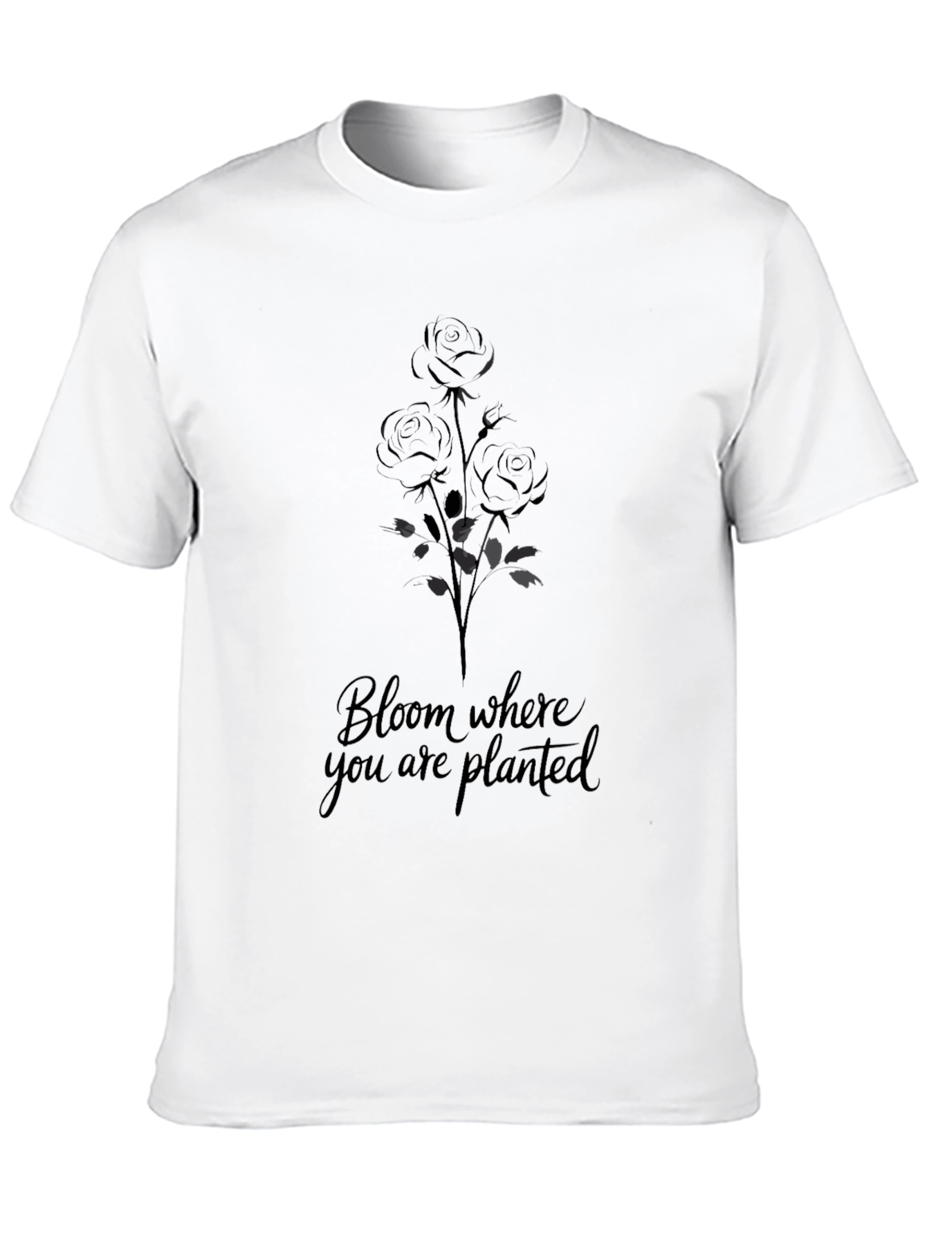 Bloom Where You Are Planted Black T-Shirt