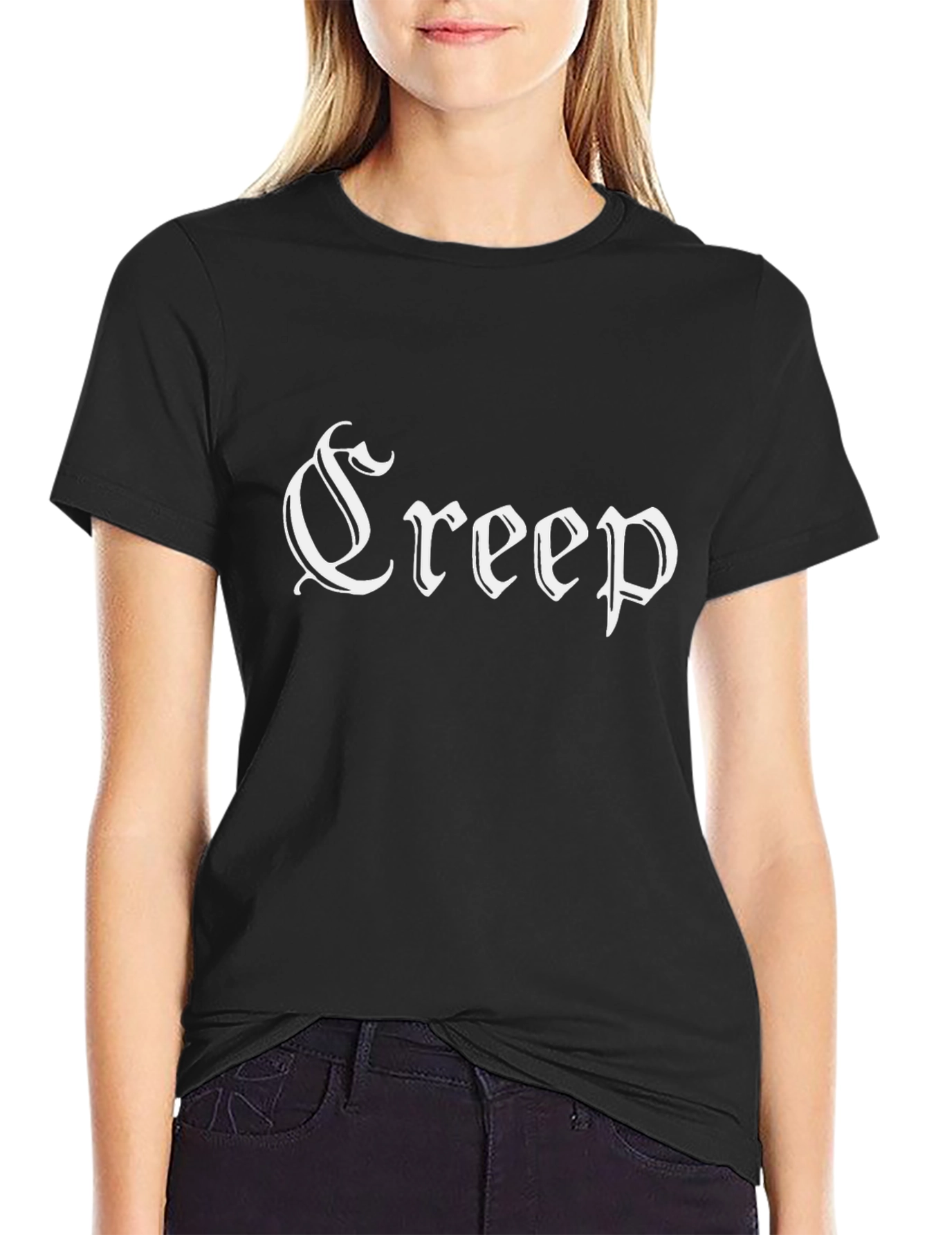 Creep Black T-Shirt - Gothic Text Design