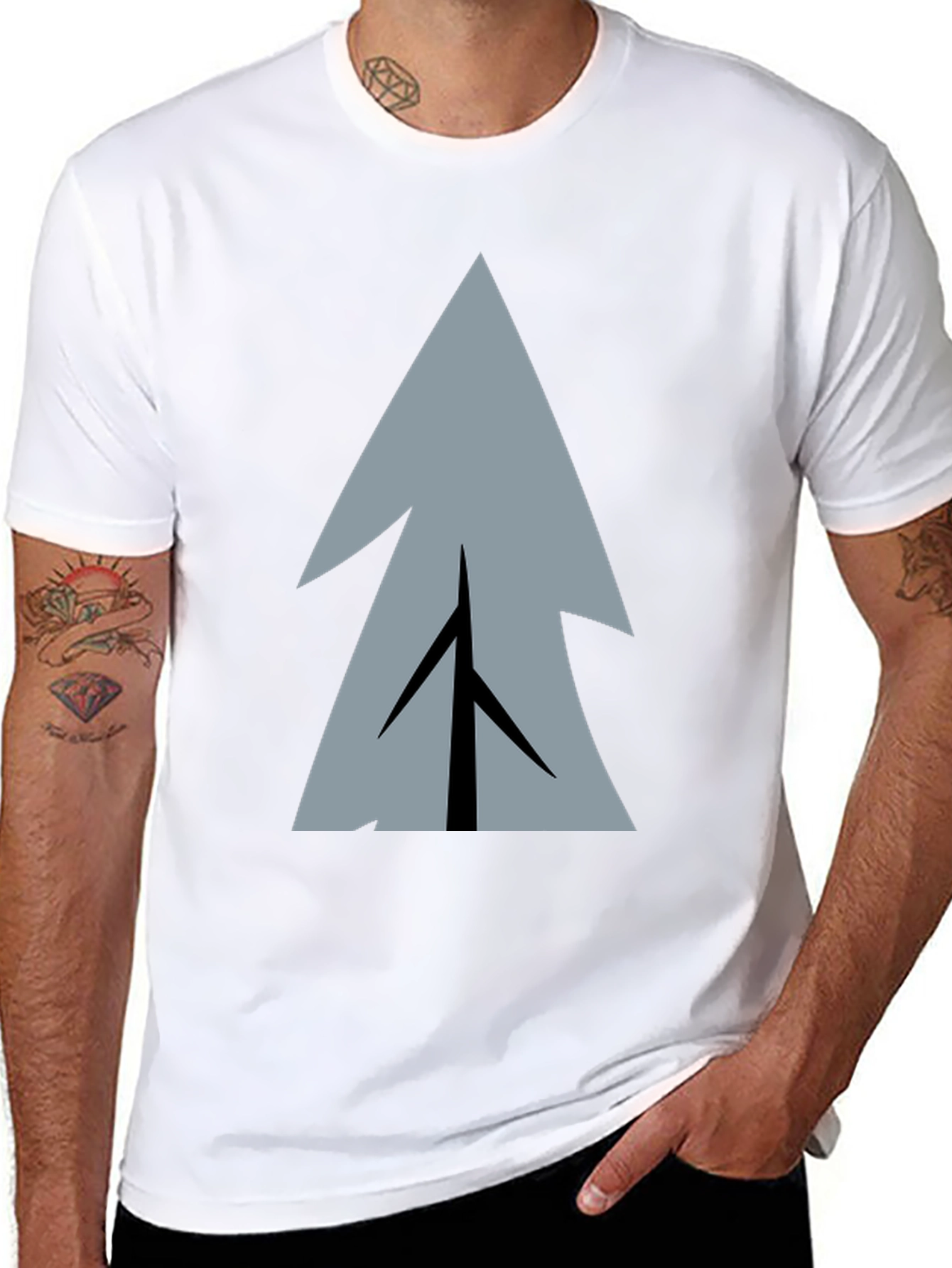 Geometric Tree Graphic Print T-Shirt
