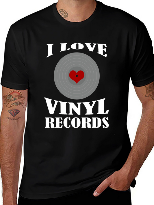 I Love Vinyl Records Graphic T-Shirt - Music Lover Tee
