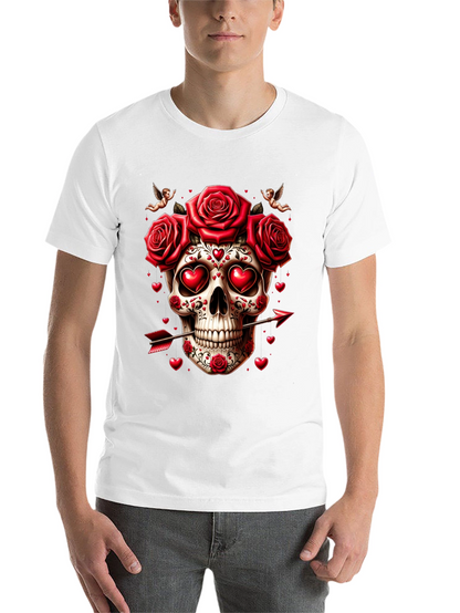 Skull Roses Hearts Arrow Valentines Day T-Shirt