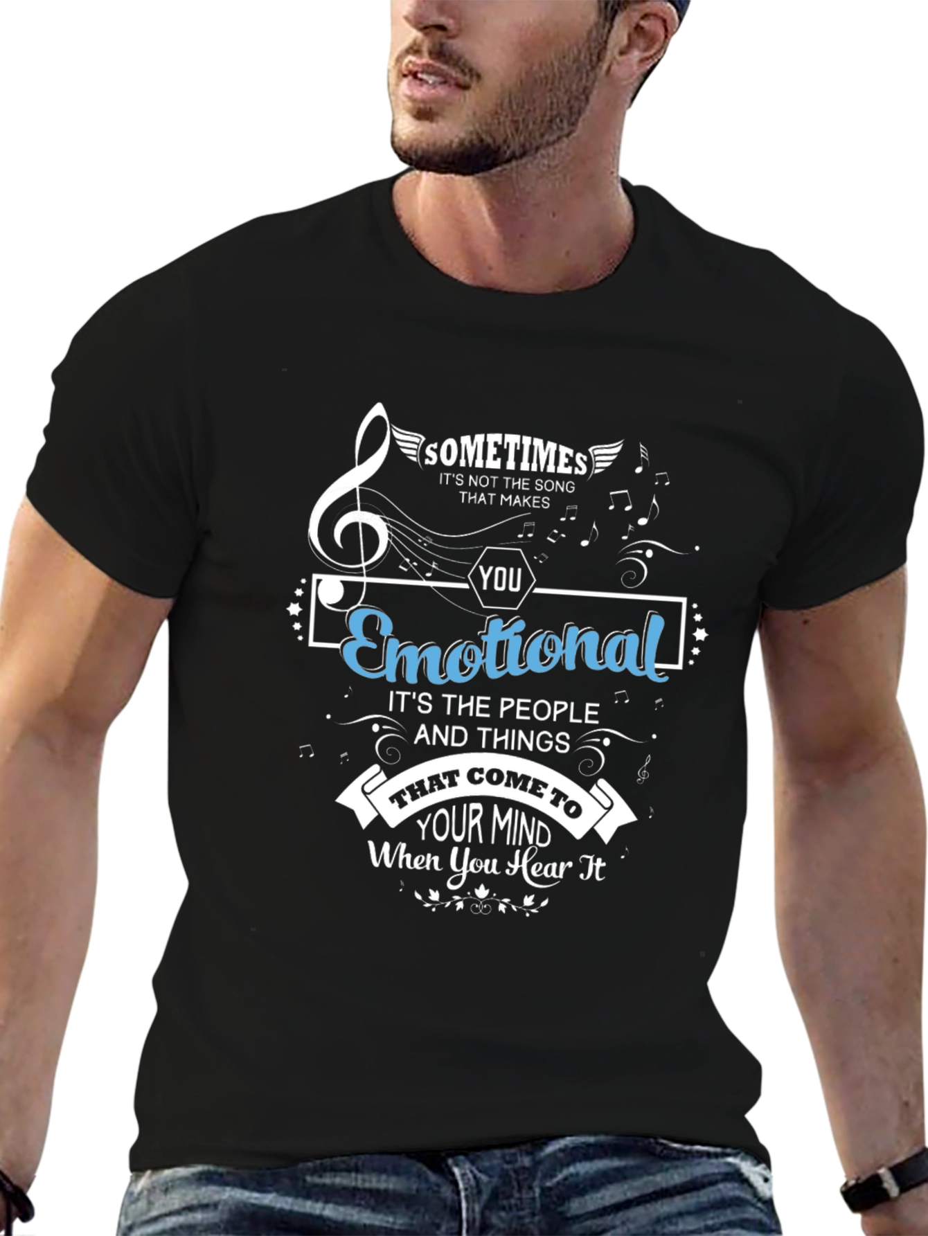 Emotional Song Black Graphic T-Shirt