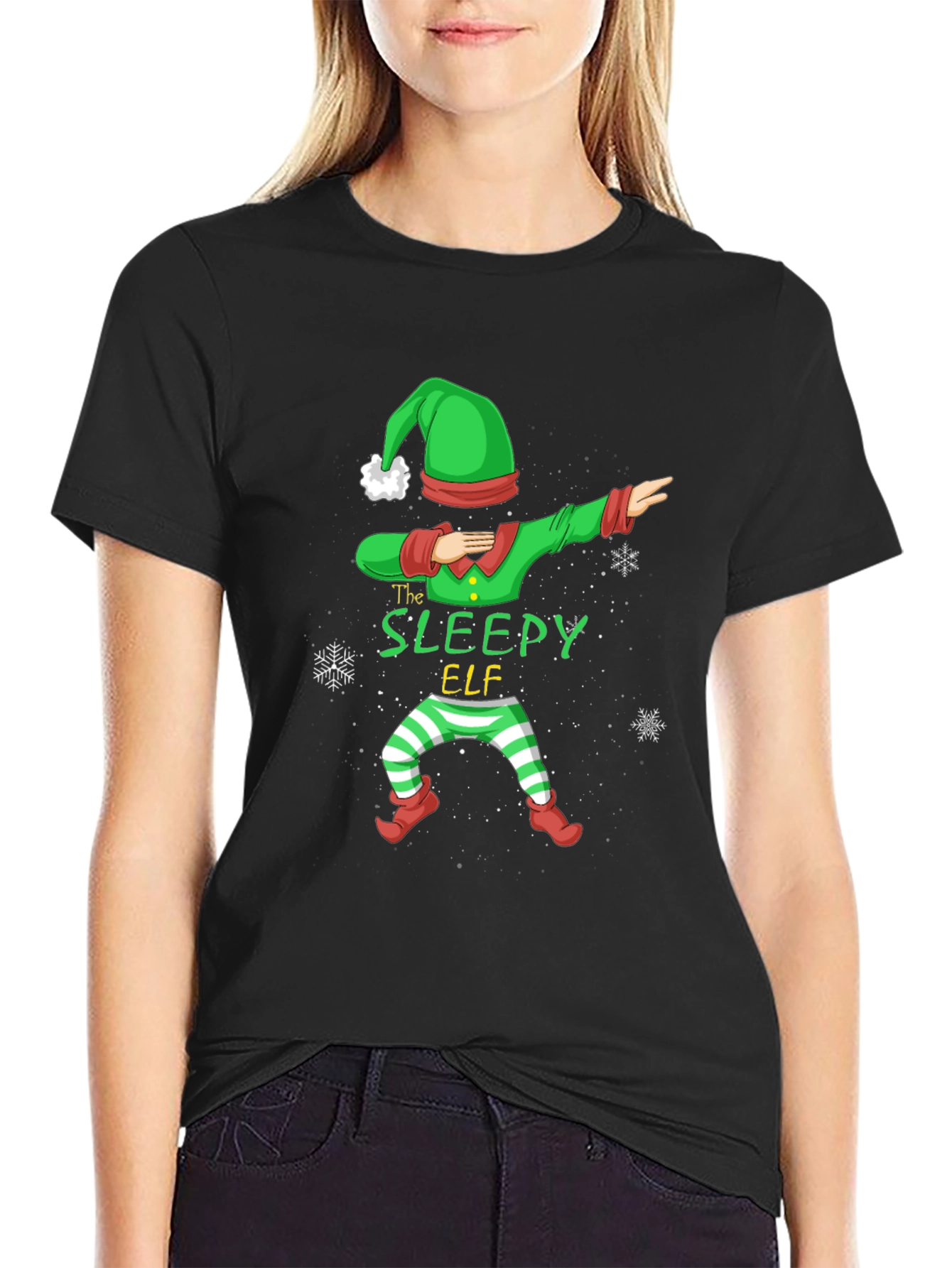 Sleepy Elf Dabbing Christmas T-Shirt