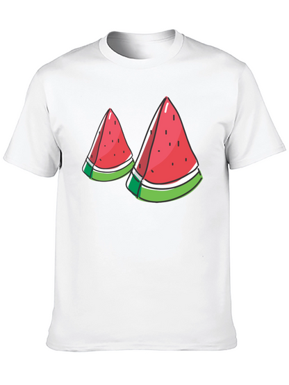 Watermelon Slice Graphic Tee - Black Cotton T-Shirt